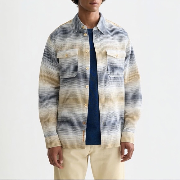 Scotch & Soda Other - Scotch & Soda Lucky Charm Stripe Woven Waffle Button-Up Shirt Size L 100% Cotton